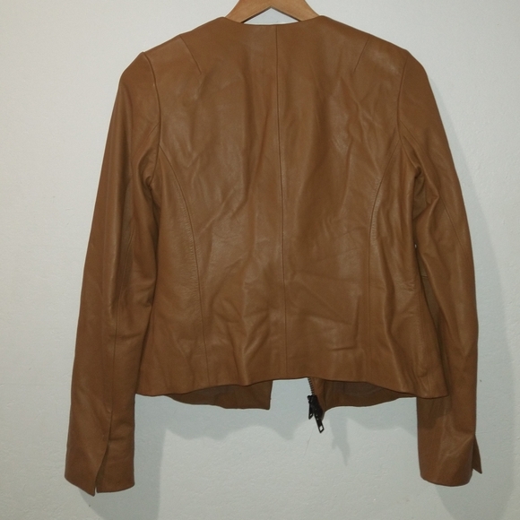 VINCE Zip Cross Front Leather Jacket - Picture 10 of 10